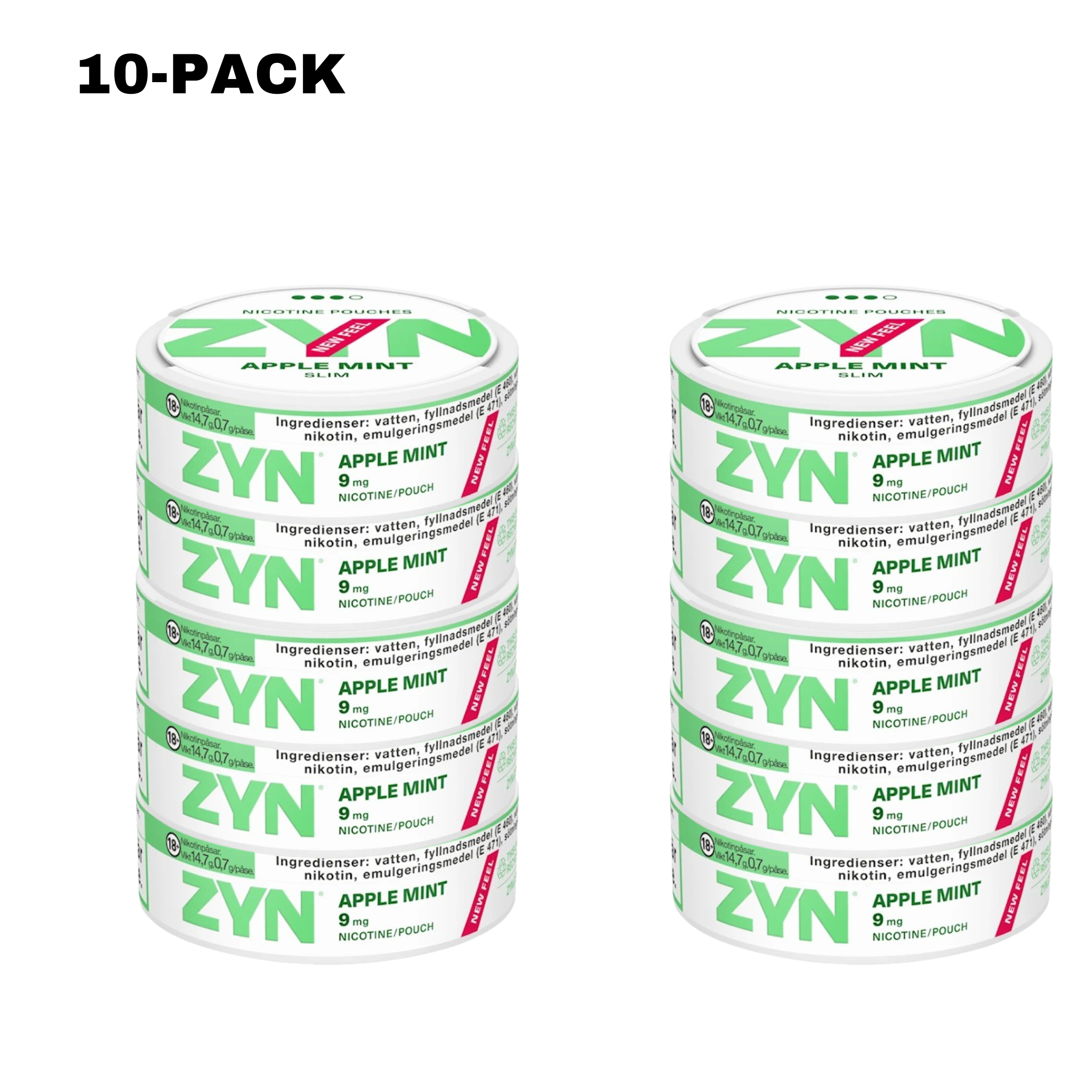 NordicFulfillment NordicFulfillment Nicotine Pouches ZYN Apple Mint Slim Strong 10-PACK (9 mg/pouch)